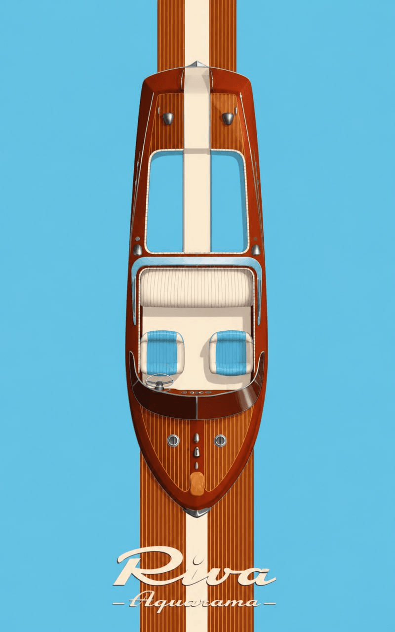 Модель катера Riva Ariston 50, вид сверху